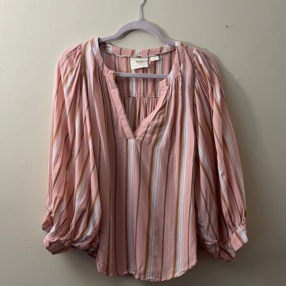 Maeve Brenda Blush Striped Blouse - Picture 2 of 9